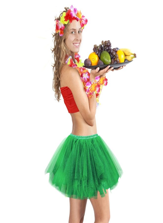 Yahenda 6 Pcs Hawaiian Costume Accessories Tutu Hula Skirt with Crop Top Leis Outfits for Women Halloween Luau Party(Large) - Image 4