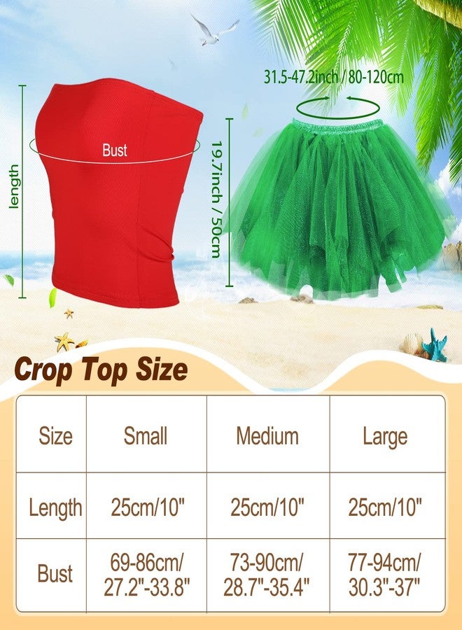 Yahenda 6 Pcs Hawaiian Costume Accessories Tutu Hula Skirt with Crop Top Leis Outfits for Women Halloween Luau Party(Large) - Image 2