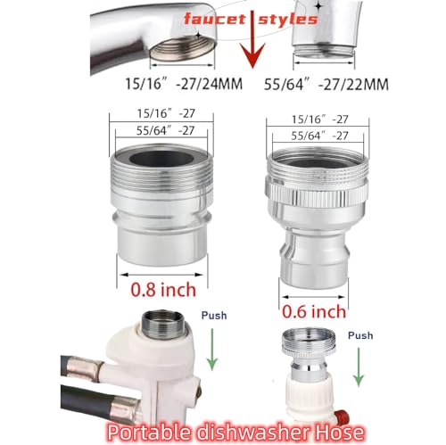 Piumeif Dishwasher Faucet Adapter Connector Attachment fit for Frigidaire Kenmore LG GE Maytag Portable Dishwasher/Washing Machine to Sink - Image 2