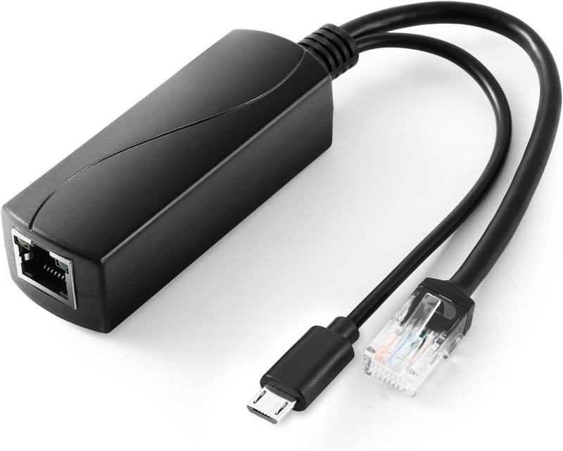 REVODATA Micro USB Port PoE Splitter Gigabit 5V/3A, PoE to Micro USB 5V/3A, 1000Mbps Gigabit Ethernet Compatible IEEE802.3af/at, Plug and Play - Image 1