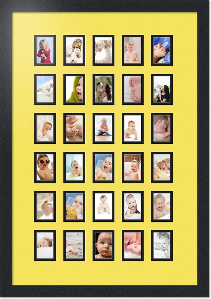 DoubleMultimat39147R89FRBW26079 Collage Photo Frame Double Mat with 302x3 Openings and Satin Black Frame