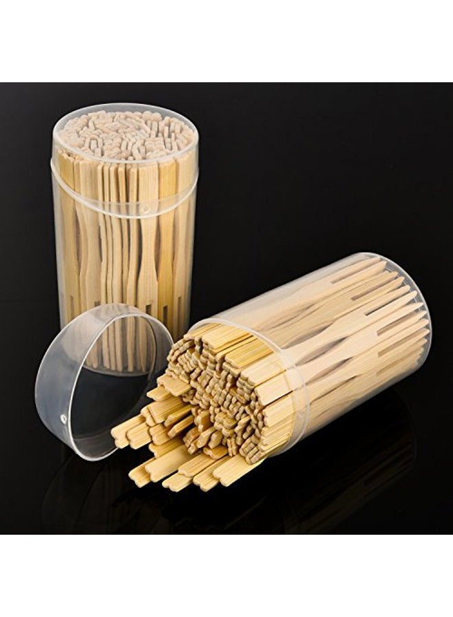 Jovitec 2 Pack 220 Pieces Total Bamboo Forks Mini Food Picks Double Prong Cocktail Forks Blunt-end Forks for Banquet Catering Party, 3.5 Inches - Image 4
