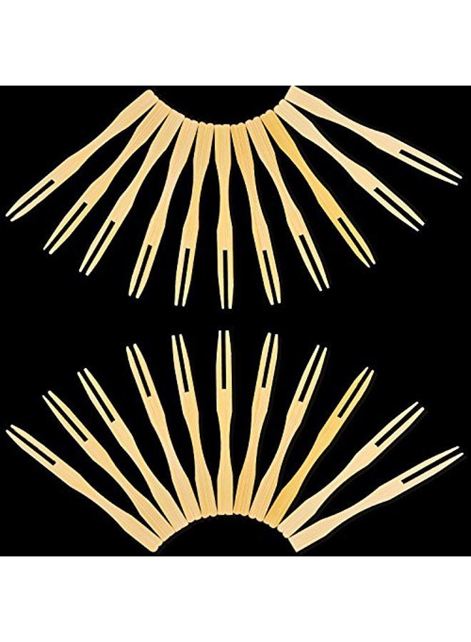Jovitec 2 Pack 220 Pieces Total Bamboo Forks Mini Food Picks Double Prong Cocktail Forks Blunt-end Forks for Banquet Catering Party, 3.5 Inches - Image 5