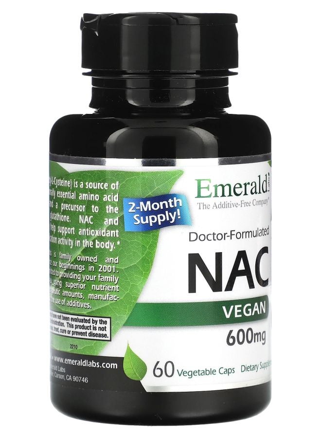 Emerald Laboratories NAC Vegan 600 mg 60 Vegetable Caps - Image 2