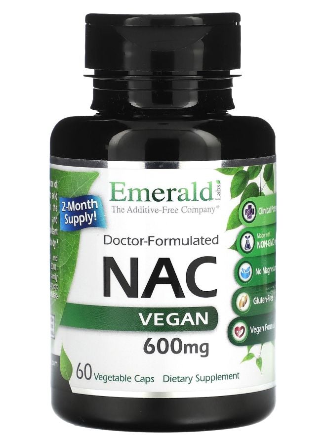 Emerald Laboratories NAC Vegan 600 mg 60 Vegetable Caps - Image 1