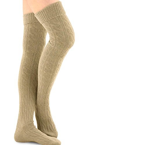 TeeHee Socks Cute Cable Cuff Crochet Fashion Over the Knee High Socks for Women & Girls 3 Pair (Basic Combo) - Image 4