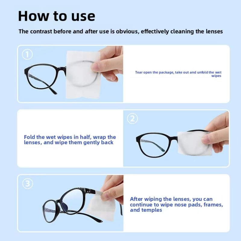 CAVERNSHOP 100 Pack Anti Fog Wipes for Glasses, Individually Wrapped Lens Cleaner Wipes Pre-Moistened for Eyeglasses Laptop Phone Monitor, Camera Lens Screen Cleaning - Image 3