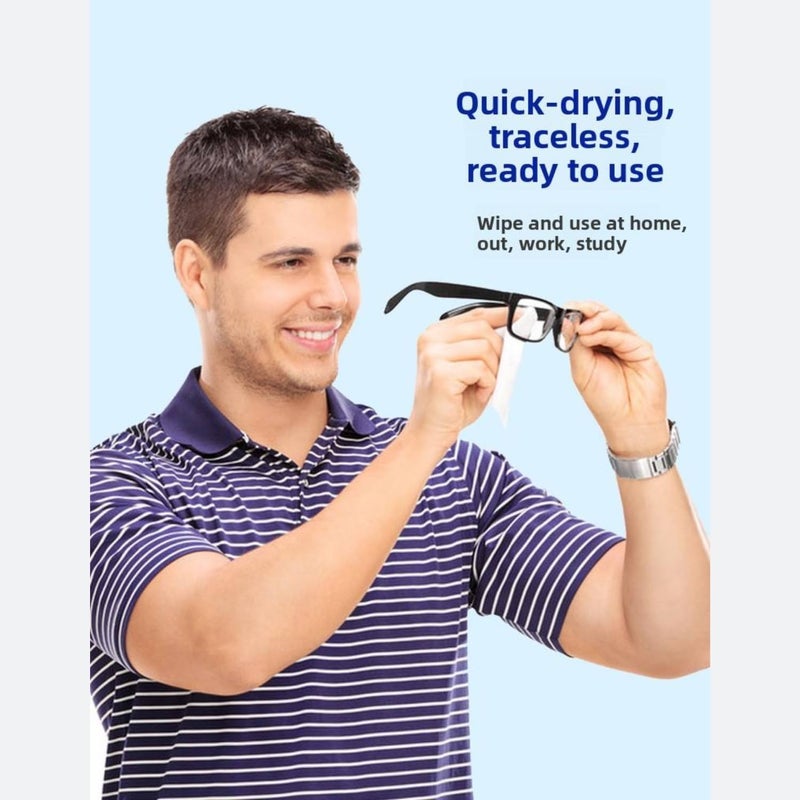 CAVERNSHOP 100 Pack Anti Fog Wipes for Glasses, Individually Wrapped Lens Cleaner Wipes Pre-Moistened for Eyeglasses Laptop Phone Monitor, Camera Lens Screen Cleaning - Image 4