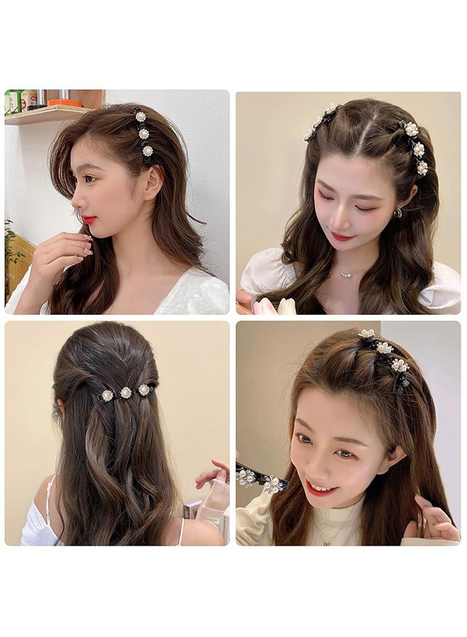 HY Satin Fabric Hair Clips - Braided Hair Clips for Women, Sparkling Crystal Stone Braided Hair Clips, Clover Rhinestone Hair Clip, Rhinestones Butterfly Duckbill Hairpin for Styling (4pcs) - Image 4