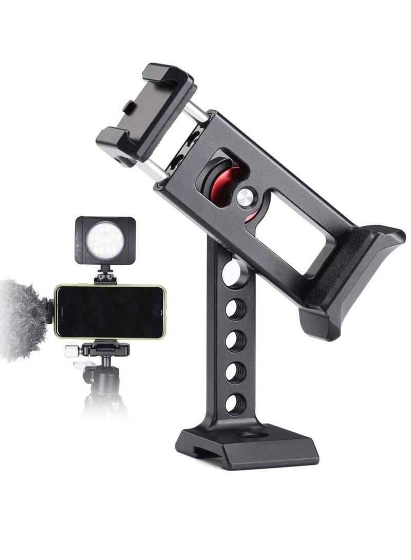 Captaintech Cinema Phone Holder Tripod Mount, 2 Cold Shoe Slot,Arca/RRS Dovetail and 1/4'' Screw Mount Phone Adapter,for iPhone 6 7 8 9 X 11 12 13 Pro Mount - Image 1