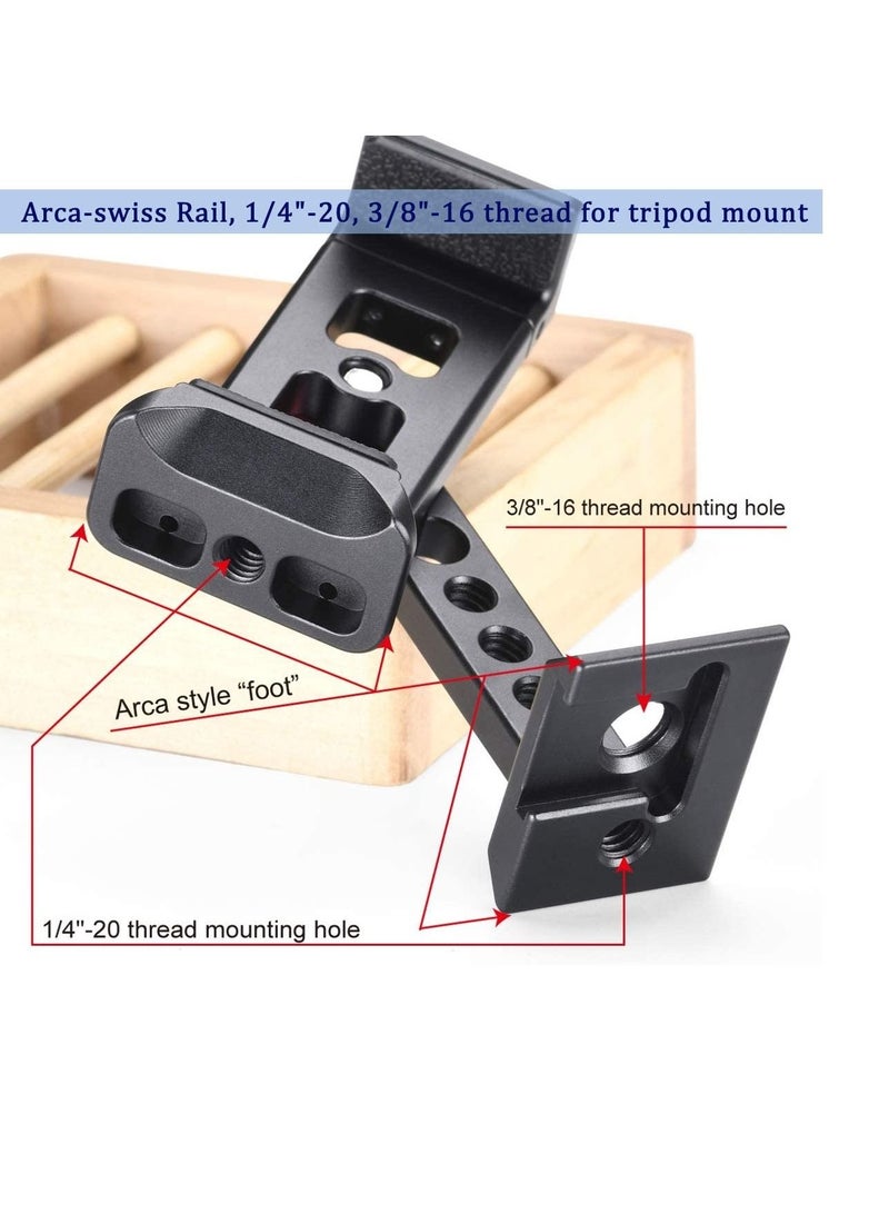 Captaintech Cinema Phone Holder Tripod Mount, 2 Cold Shoe Slot,Arca/RRS Dovetail and 1/4'' Screw Mount Phone Adapter,for iPhone 6 7 8 9 X 11 12 13 Pro Mount - Image 5