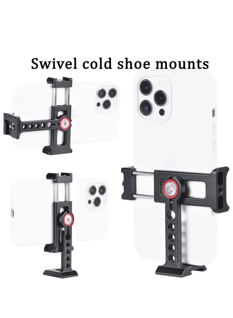 Captaintech Cinema Phone Holder Tripod Mount, 2 Cold Shoe Slot,Arca/RRS Dovetail and 1/4'' Screw Mount Phone Adapter,for iPhone 6 7 8 9 X 11 12 13 Pro Mount - Image 2