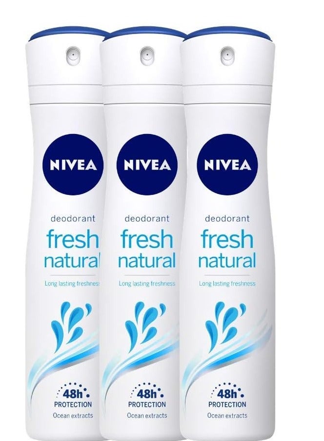 نيفيا مزيل العرق الطبيعي المنعش للنساء من نيفيا، 150 مل (عبوة من 3 قطع)