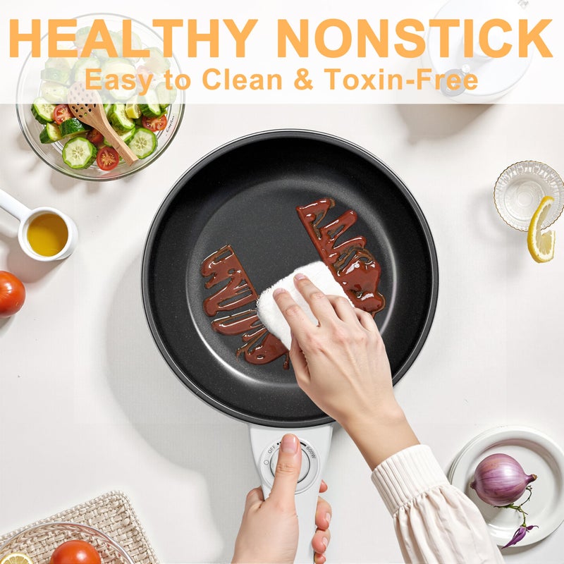Dezin Hot Pot Electric Upgraded, Non-Stick SautÃ© Pan, Rapid Noodles Electric Pot, 1.5L Mini Portable Hot Pot for Steak, Egg, Fried Rice, Ramen, Oatmeal, Soup with Power Adjustment - Image 5