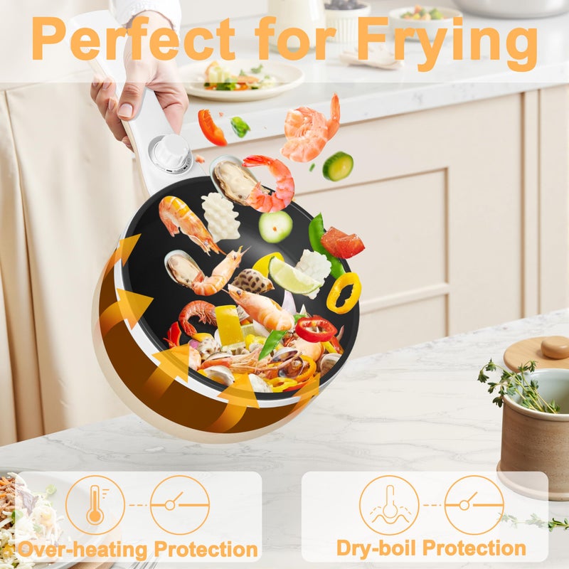 Dezin Hot Pot Electric Upgraded, Non-Stick SautÃ© Pan, Rapid Noodles Electric Pot, 1.5L Mini Portable Hot Pot for Steak, Egg, Fried Rice, Ramen, Oatmeal, Soup with Power Adjustment - Image 2