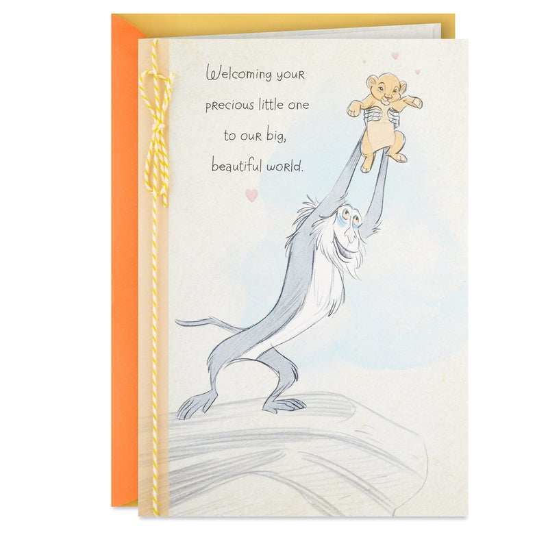 Hallmark Disney Baby Shower Card for New Parents (Lion King, Baby Simba) Welcome New Baby, Congratulations, Gender Reveal - Image 1