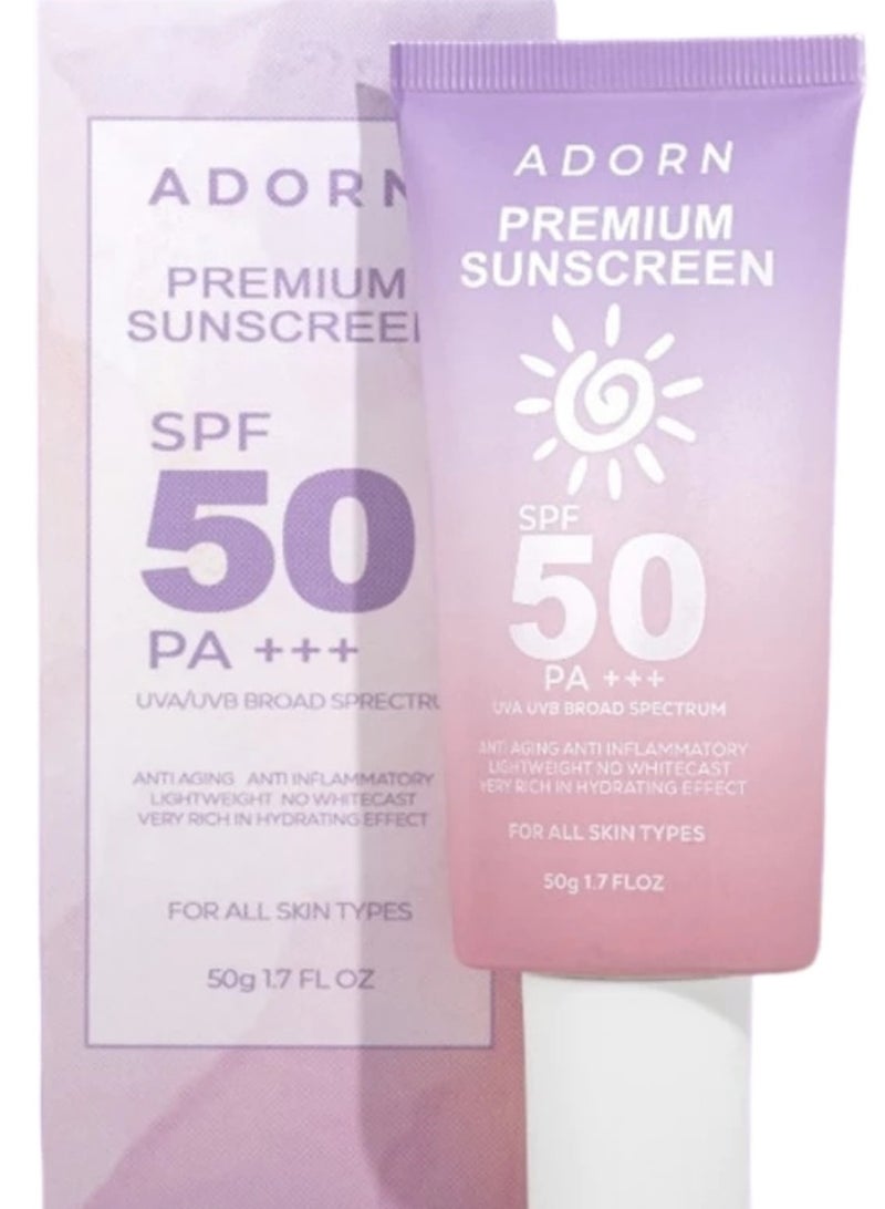 أدورن واقي الشمس الفاخر بعامل حماية من الشمس SPF 50 50 جم - Image 1