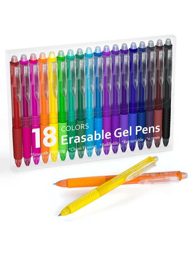 Lineon Erasable Gel Pens, 18 Colors Retractable Fine Point Erasable Pens Clicker, Assorted Color Inks, Make Mistakes Disappear For Drawing Writing Planner And Crossword Puzzles - Image 1