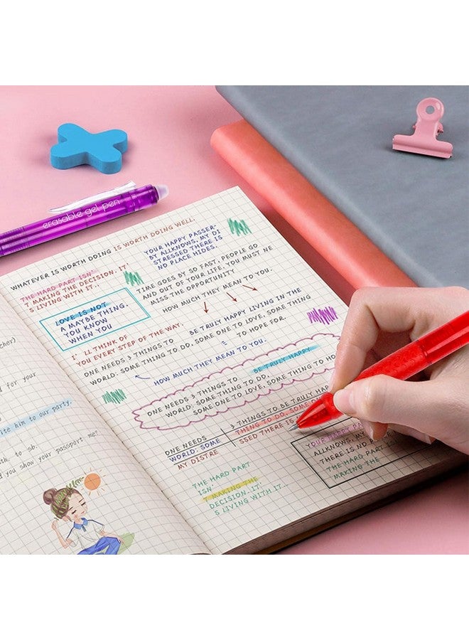Lineon Erasable Gel Pens, 18 Colors Retractable Fine Point Erasable Pens Clicker, Assorted Color Inks, Make Mistakes Disappear For Drawing Writing Planner And Crossword Puzzles - Image 5