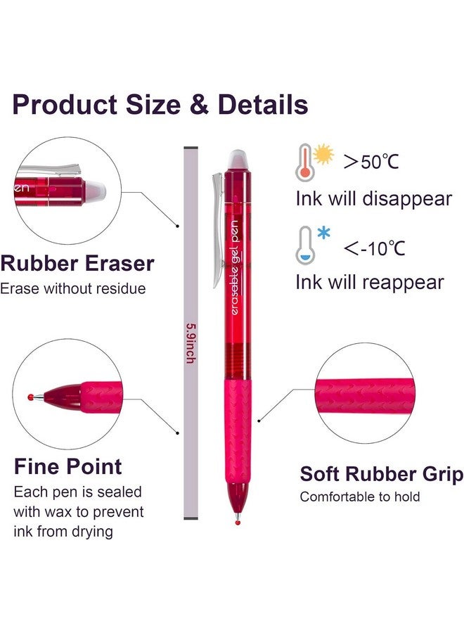 Lineon Erasable Gel Pens, 18 Colors Retractable Fine Point Erasable Pens Clicker, Assorted Color Inks, Make Mistakes Disappear For Drawing Writing Planner And Crossword Puzzles - Image 2