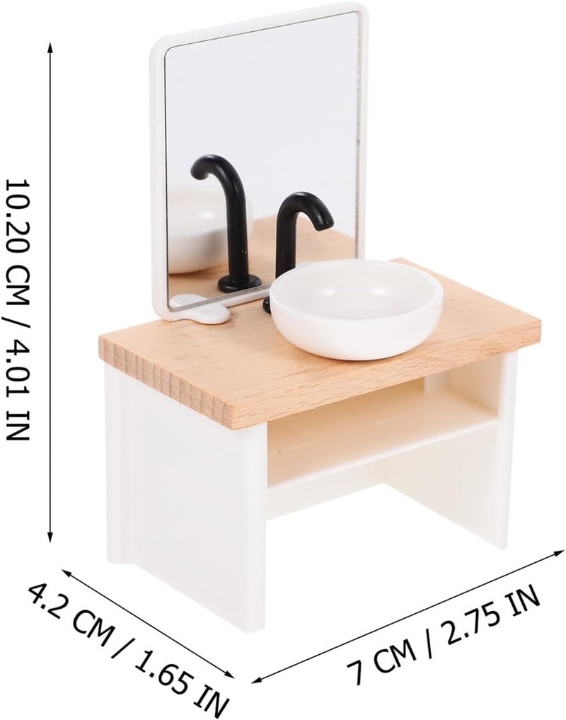 Vaguelly Miniature Bathroom Washing Sink Wash Basin for Doll House Decoration Scale Mini Furniture Prop for Bathroom Scene Realistic Design Material - Image 3