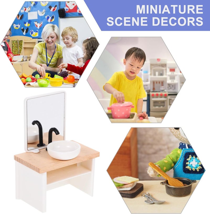 Vaguelly Miniature Bathroom Washing Sink Wash Basin for Doll House Decoration Scale Mini Furniture Prop for Bathroom Scene Realistic Design Material - Image 5