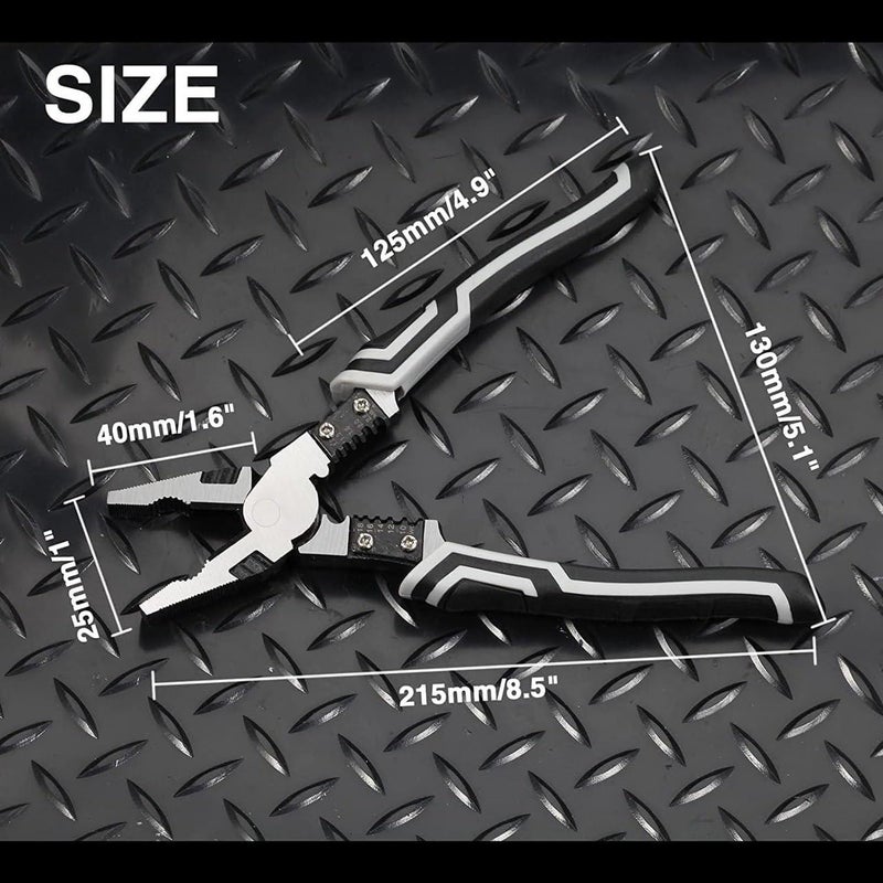 HITWA Multifunction Lineman Plier Wire Stripping Tool Wire Cutter with Gripping Wrench Cutter Crimping Wire Stripper Function 6in1 Combination WirePlier Black - Image 2