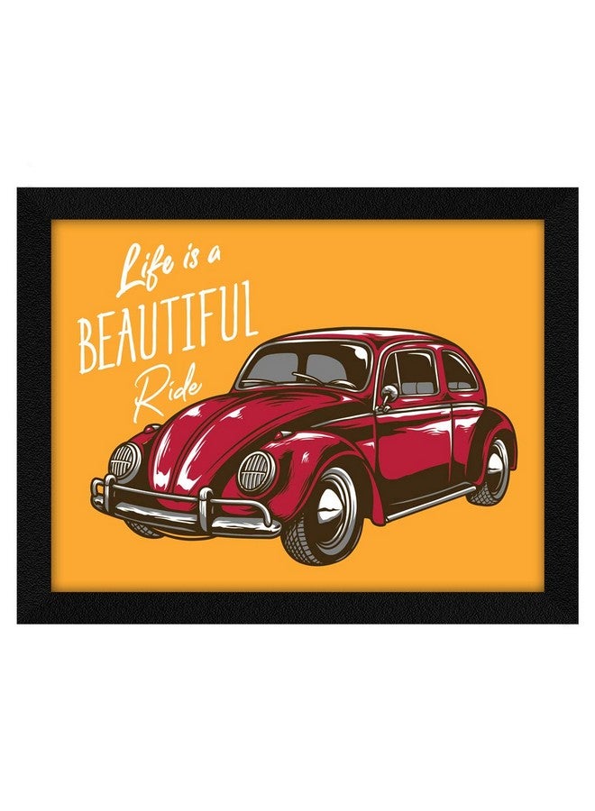 ArtX Paper Motivational Quote Life is a Beautiful Ride Red Car Wall Frame Art Painting, Multicolor, Motivational, 10 X 13 Inches, Set of 1 - Image 1