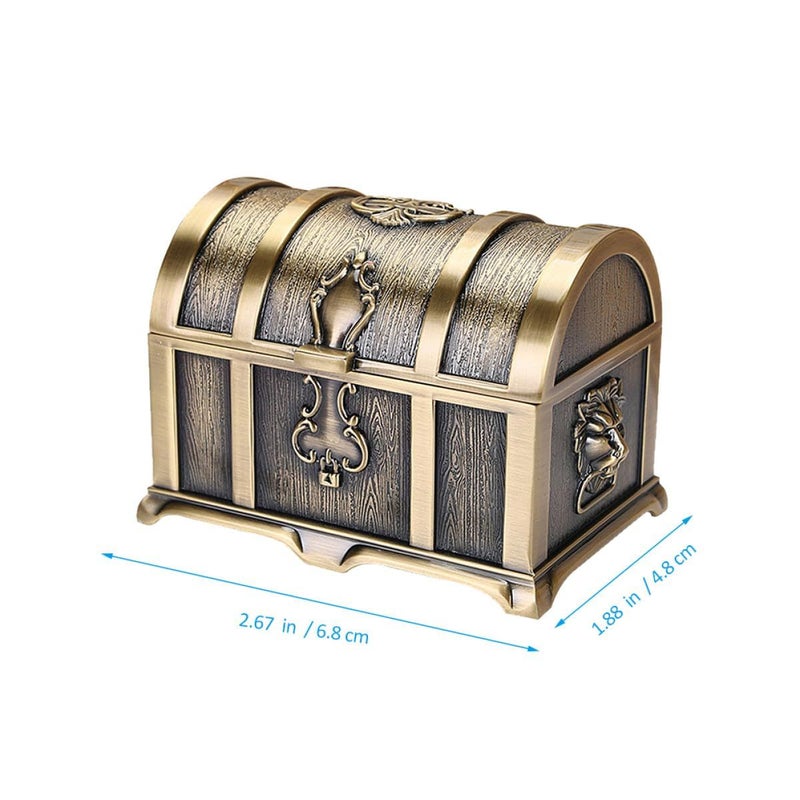 Vintage Jewelry Box Treasure Chest Organizer Small Antique Trinket Storage Case - Image 3