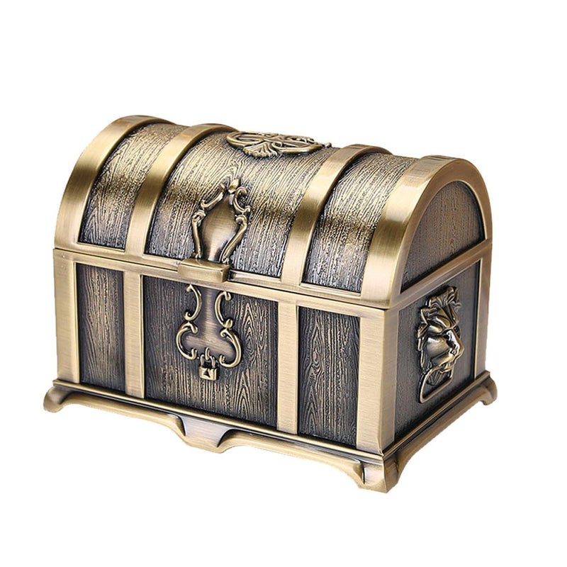 Vintage Jewelry Box Treasure Chest Organizer Small Antique Trinket Storage Case - Image 2
