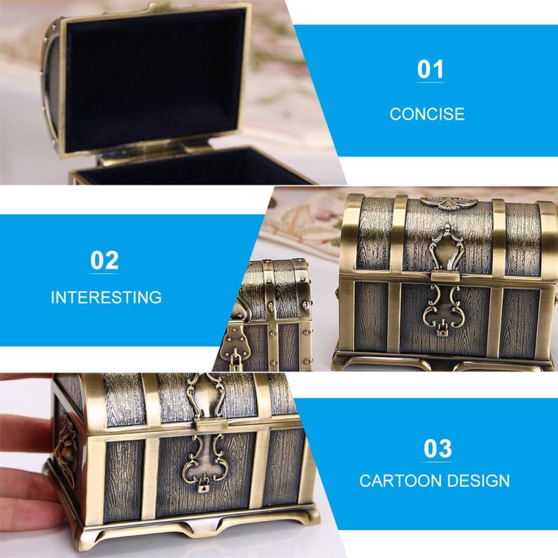 Vintage Jewelry Box Treasure Chest Organizer Small Antique Trinket Storage Case - Image 5