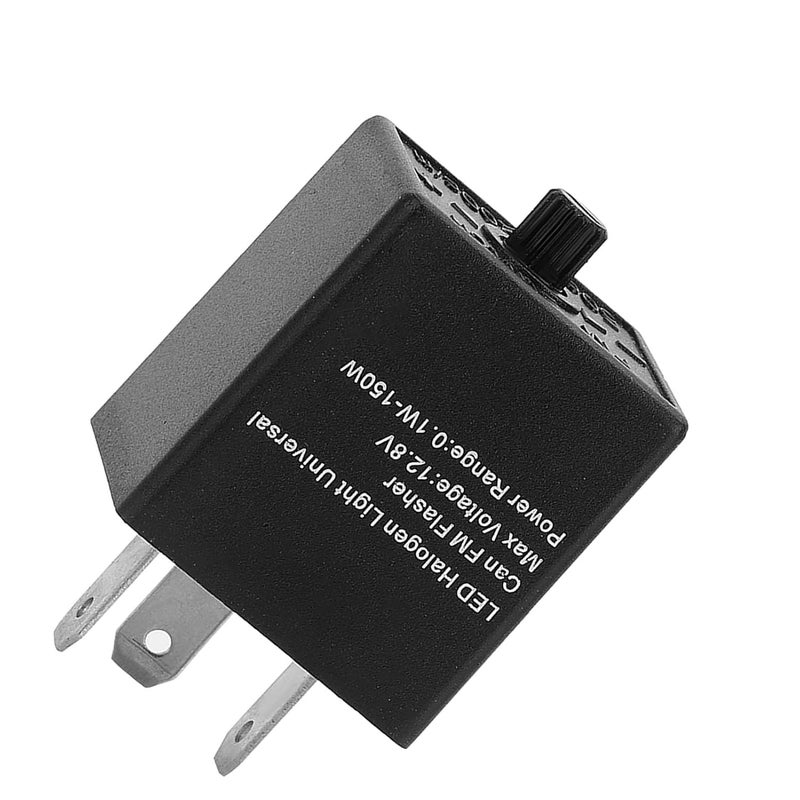 إشارة LED عالمية 12 فولت قابلة للتعديل مع مرحل ومؤشر إشارة 3 دبابيس من البلاستيك ABS الأسود - Image 5