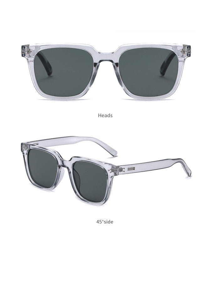 Sunglasses for Men Women Protection Sun Glasses TR Fashion Anti Glare Sun Shades for Driving Fishing Traveling,Transparent Gray Frame, Includes Complimentary Leather Glasses Pouch - Image 2