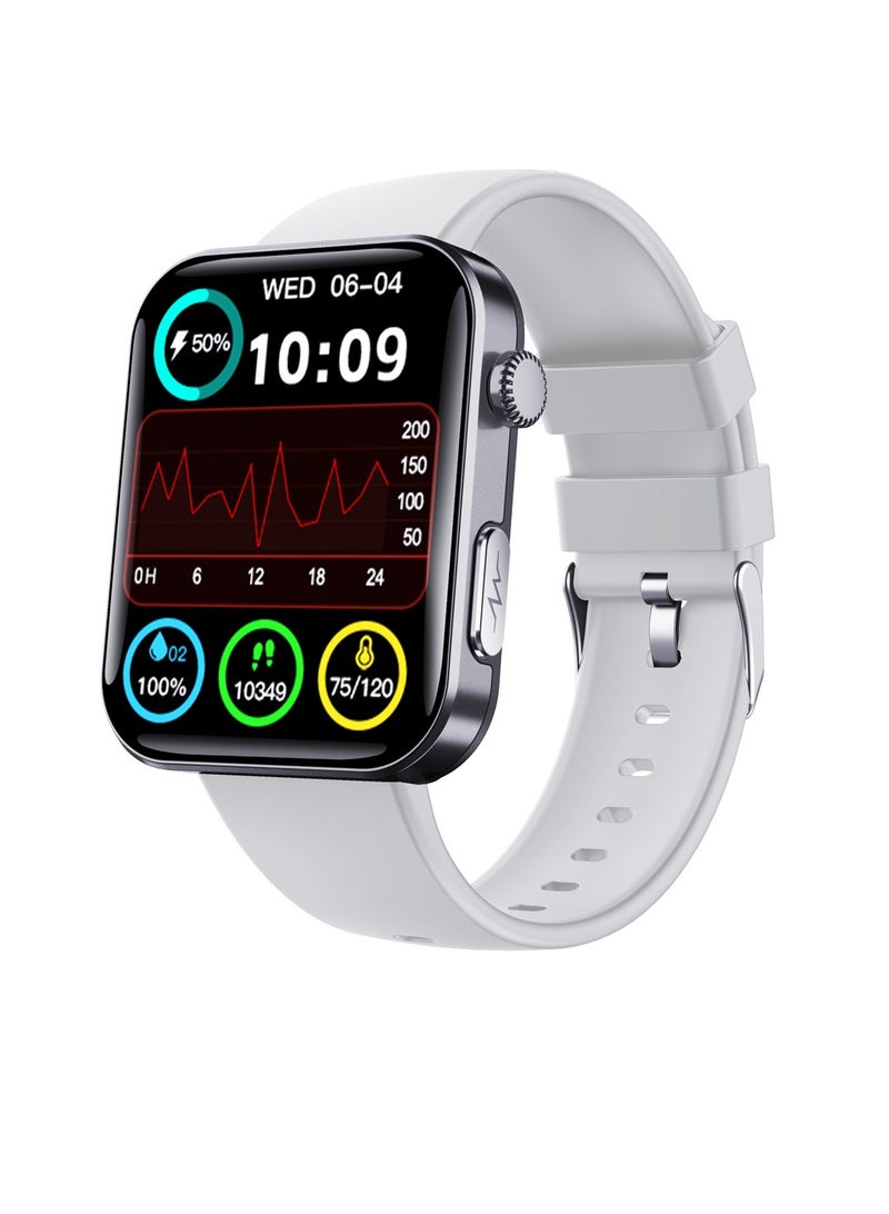 Smart Health Watch, Magnetic Charging Activity Tracker Watch, Full Touch IPS Display Android Smart Watch, Sturdy And Durable Health Monitoring Watch, (1pc, Silver, Silicone Strap)  - Image 1