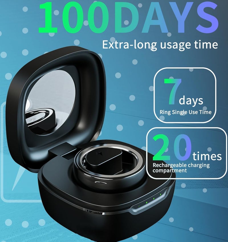 حلقة ذكية, 19.8MM الصحة حلقة اللياقة البدنية, مراقبة معدل ضربات القلب, تتبع النوم, حلقة ضغط الدم, مقياس الخطوات, مقاومة للماء تتبع اللياقة البدنية, لا اشتراك التطبيق, عمر البطارية الطويل, أسود - Image 5