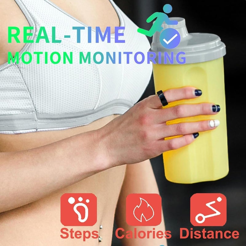 حلقة ذكية, 19.8MM الصحة حلقة اللياقة البدنية, مراقبة معدل ضربات القلب, تتبع النوم, حلقة ضغط الدم, مقياس الخطوات, مقاومة للماء تتبع اللياقة البدنية, لا اشتراك التطبيق, عمر البطارية الطويل, أسود - Image 4