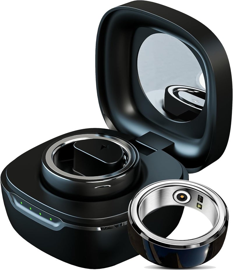 حلقة ذكية, 19.8MM الصحة حلقة اللياقة البدنية, مراقبة معدل ضربات القلب, تتبع النوم, حلقة ضغط الدم, مقياس الخطوات, مقاومة للماء تتبع اللياقة البدنية, لا اشتراك التطبيق, عمر البطارية الطويل, أسود - Image 1