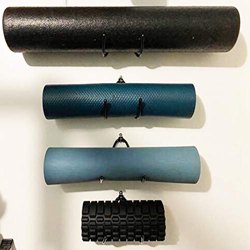 Pmsanzay Yoga Mat Foam Rollers Wall Rack Wall Storage Mount Wall Holder Storage Shelf for Foam Rollers and Yoga Mat/Sports Sweat Towel, Up to 20Lbs - No Mat - Upgrade - 4/PK - Image 5