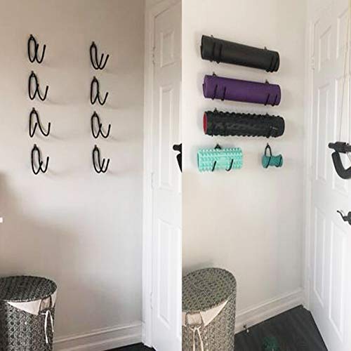 Pmsanzay Yoga Mat Foam Rollers Wall Rack Wall Storage Mount Wall Holder Storage Shelf for Foam Rollers and Yoga Mat/Sports Sweat Towel, Up to 20Lbs - No Mat - Upgrade - 4/PK - Image 4