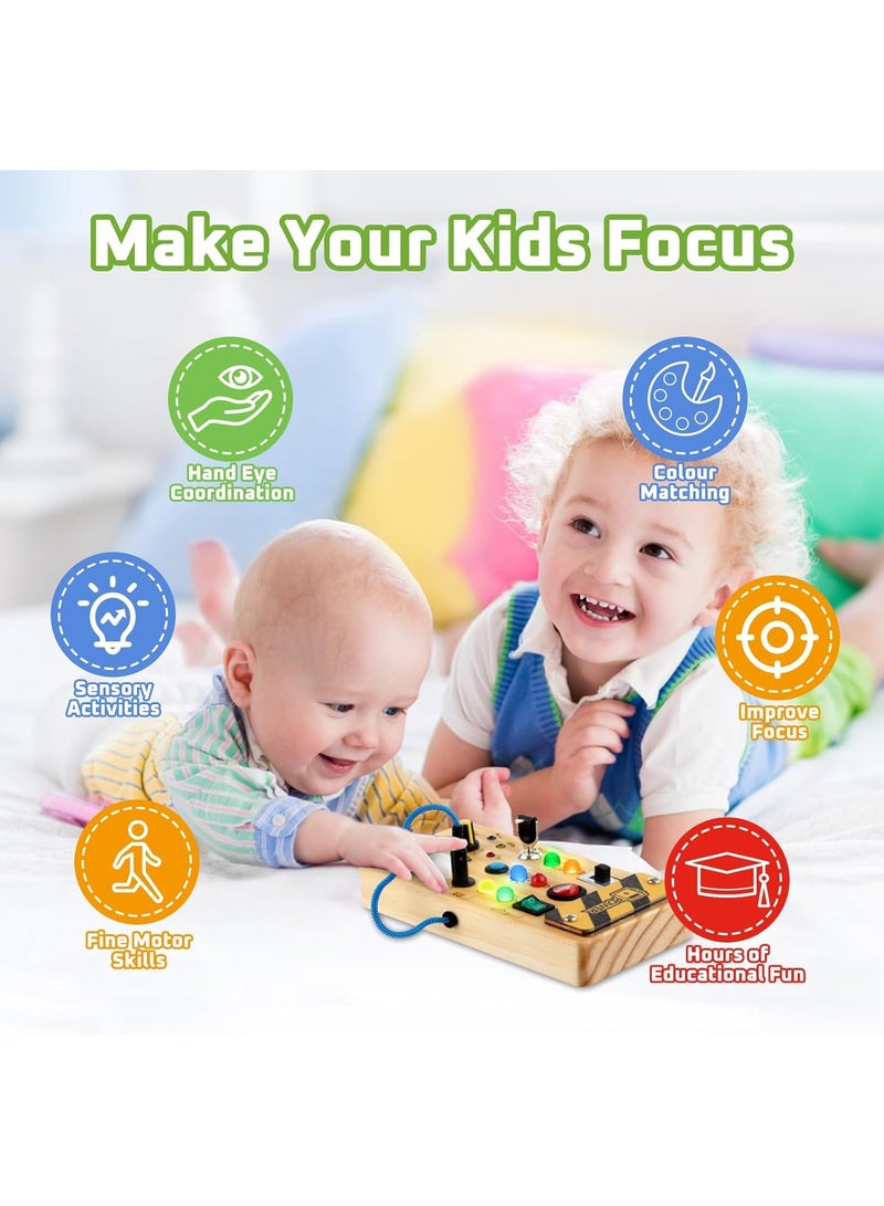 Busy Board with Led Light, Preschool Learning Activities Sensory Toys for Toddlers 1-3,Montessoti Toys 1 2 3 Year Old Birthday Gift  - Image 5