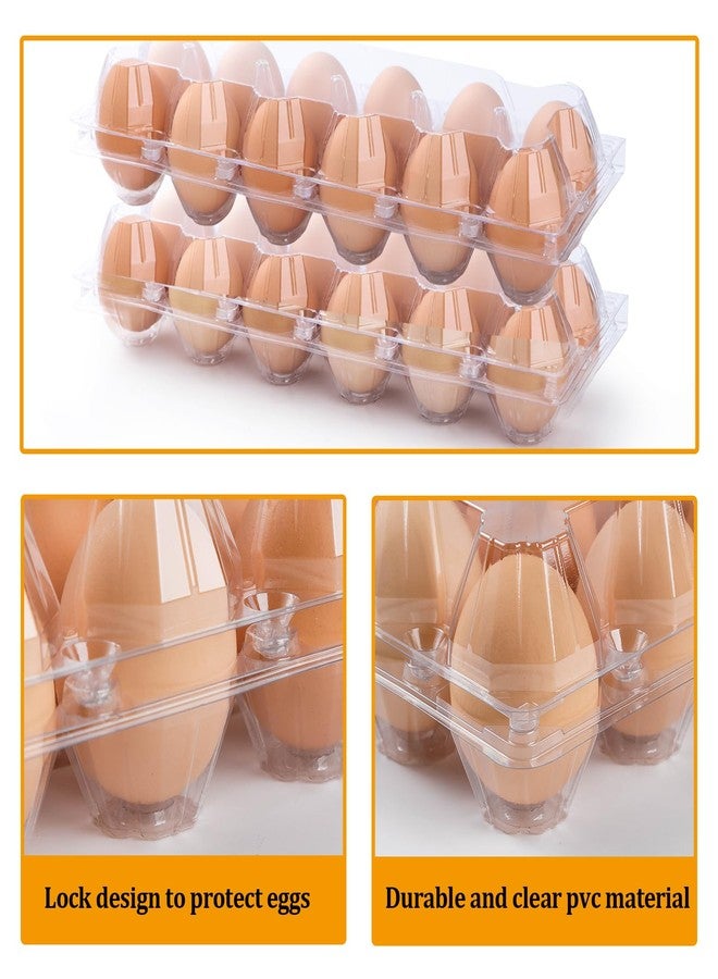 ALISWAT 100 Pack Plastic Egg Cartons 12 Count Egg Cartons Cheap Bulk for Chicken Eggs, Egg Holder Egg Container for Fresh Eggs, Reusable Egg Carton for Family, Chicken Farm and Markets, 2x6 Grid, Medium - Image 3