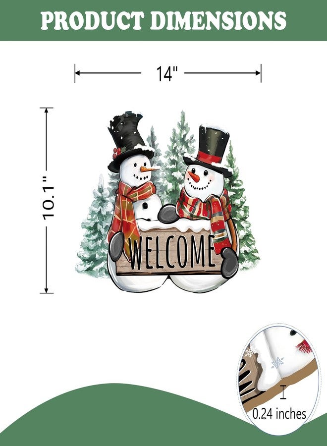 Bolisom Welcome Winter Snowman Front Door Sign, Pine Tree Farmhouse Wood Hanger Outdoor Outside Porch Home Decor, Rustic Christmas Snowflake Wooden Wreath Indoor Wall Hanging Decoration - Image 2