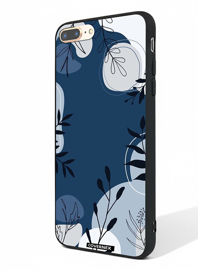 Covernex Apple iPhone 8 Plus Protective Case Cover Printed Featuring Delicate Laf and Plant Outlines - Image 1