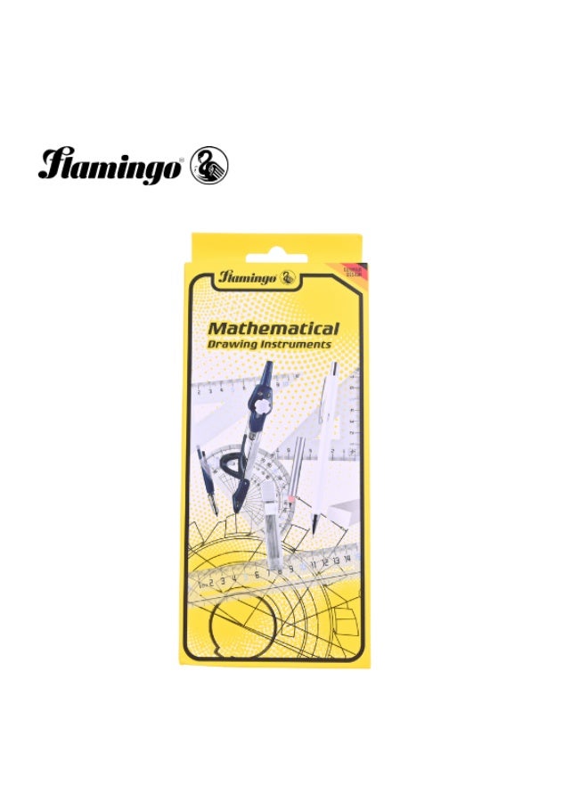 Flamingo Mathematical Drawing Instruments Set - Compass & Ruler - Safe for Children - Image 1