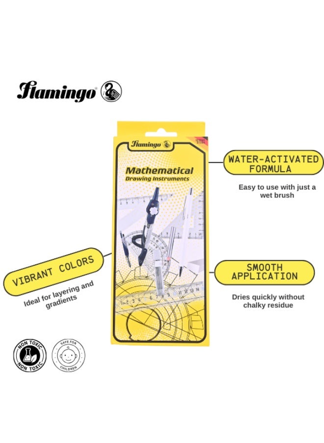 Flamingo Mathematical Drawing Instruments Set - Compass & Ruler - Safe for Children - Image 2