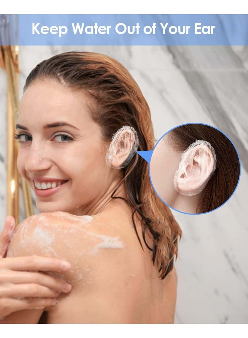 ميتوي 200 قطعة أغطية أذن يمكن التخلص منها ، الاستحمام ، واقيات أذن مرنة شفافة ، لا ألم بعد ارتداء طويل لصبغ الشعر ، الاستحمام ، قبعات دش الأذن المقاومة للماء للبالغين والأطفال - Image 5