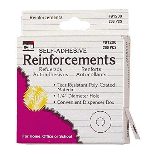 Charles Leonard Paper Hole Reinforcements, Self Adhesive, 1/4 Inch Holes Reinforcements in Dispenser Box, White, 200/Box (91200) - Image 2