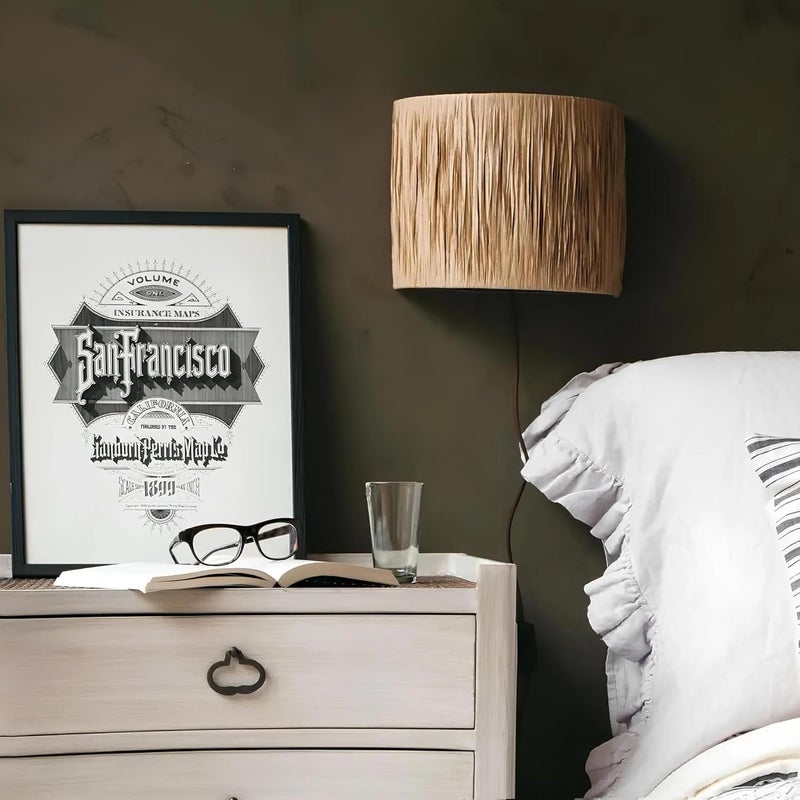 AKWAY Bamboo Wall Lamps for Living Rooms | Rattan Wall Light for Bedroom | Wicker Wall Mount lamp for Home Decoration | Cane Wall Scone - Kaia (Bulb not Included) (Beige) - Image 2