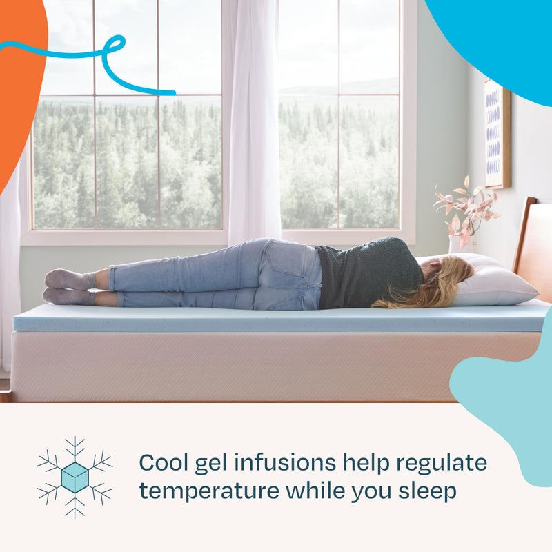 Linenspa Memory Foam Mattress Topper, Small Twin Size - 2 Inch Gel Infused Memory Foam - Plush Feel - Cooling and Pressure Relieving - CertiPUR Certified - Image 2