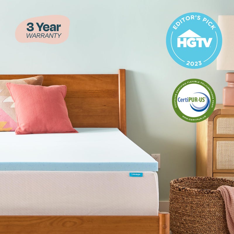 Linenspa Memory Foam Mattress Topper, Small Twin Size - 2 Inch Gel Infused Memory Foam - Plush Feel - Cooling and Pressure Relieving - CertiPUR Certified - Image 5